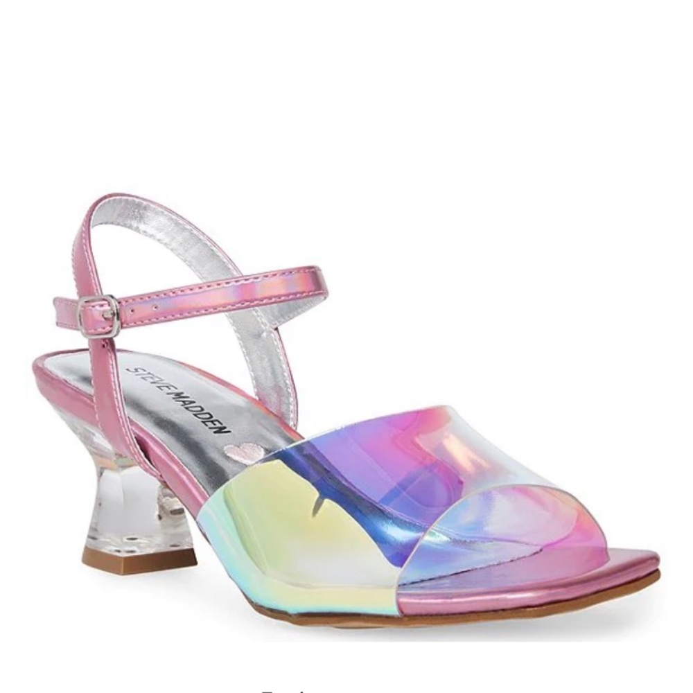 Steve Madden Girls' J-Lipa Iridescent Dress Sandals (Youth) 4